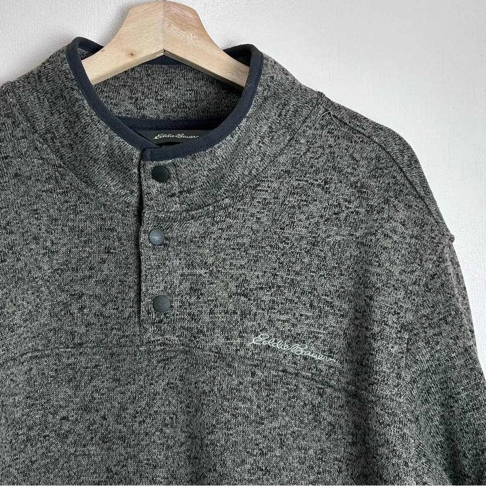 Eddie Bauer Men's XXL Radiator Fleece Snap Mock Pullover Green Marled - Picture 2 of 8